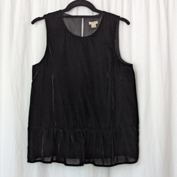 J Crew Black Velvet Peplum Blouse Size 4 - Picture 4 of 14